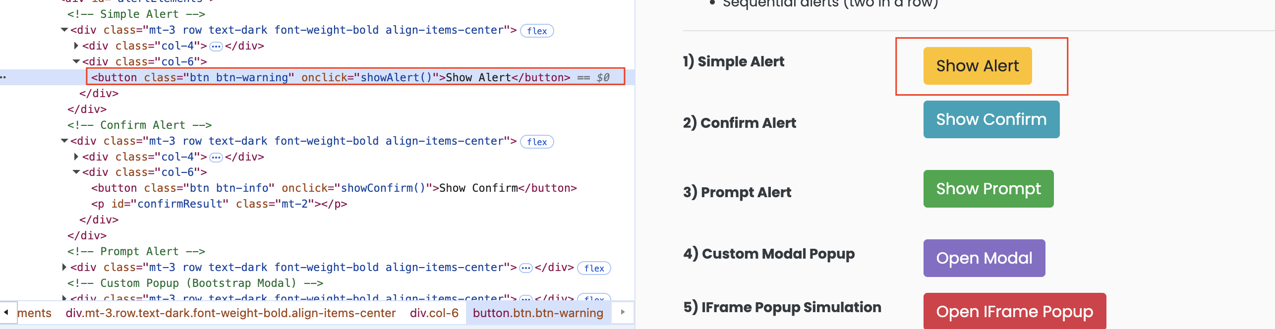 Javascript alert